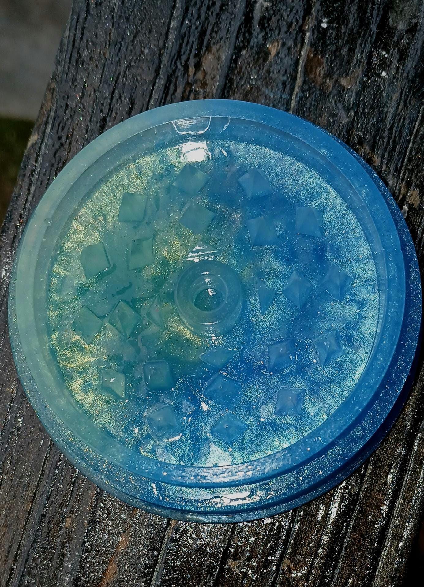 Handmade Grinder Epoxy Resin. Light Blue, Light Green (Sea Green) Resin Mica Powder Coloring, Unique, One of a Kind Item.