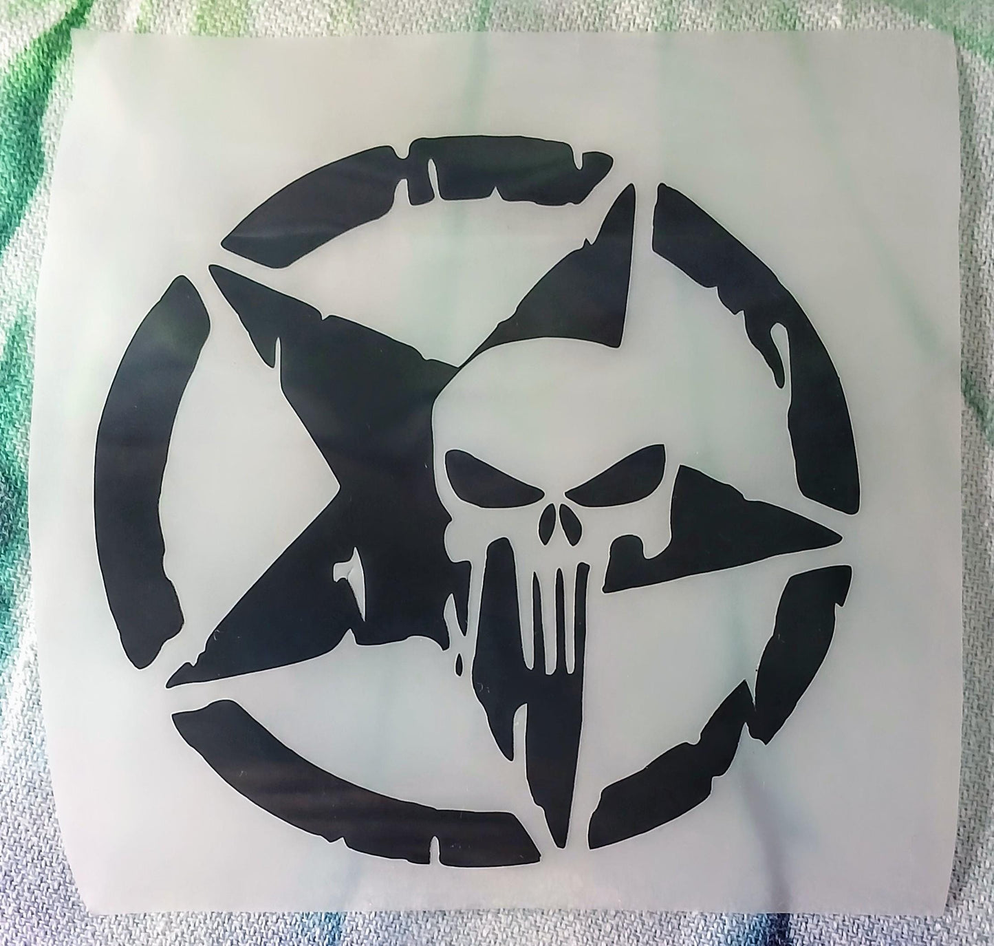 Five Point Star Punisher Permanent Vinyl Decal/ Sticker. Military, Comic, Guns, Skull