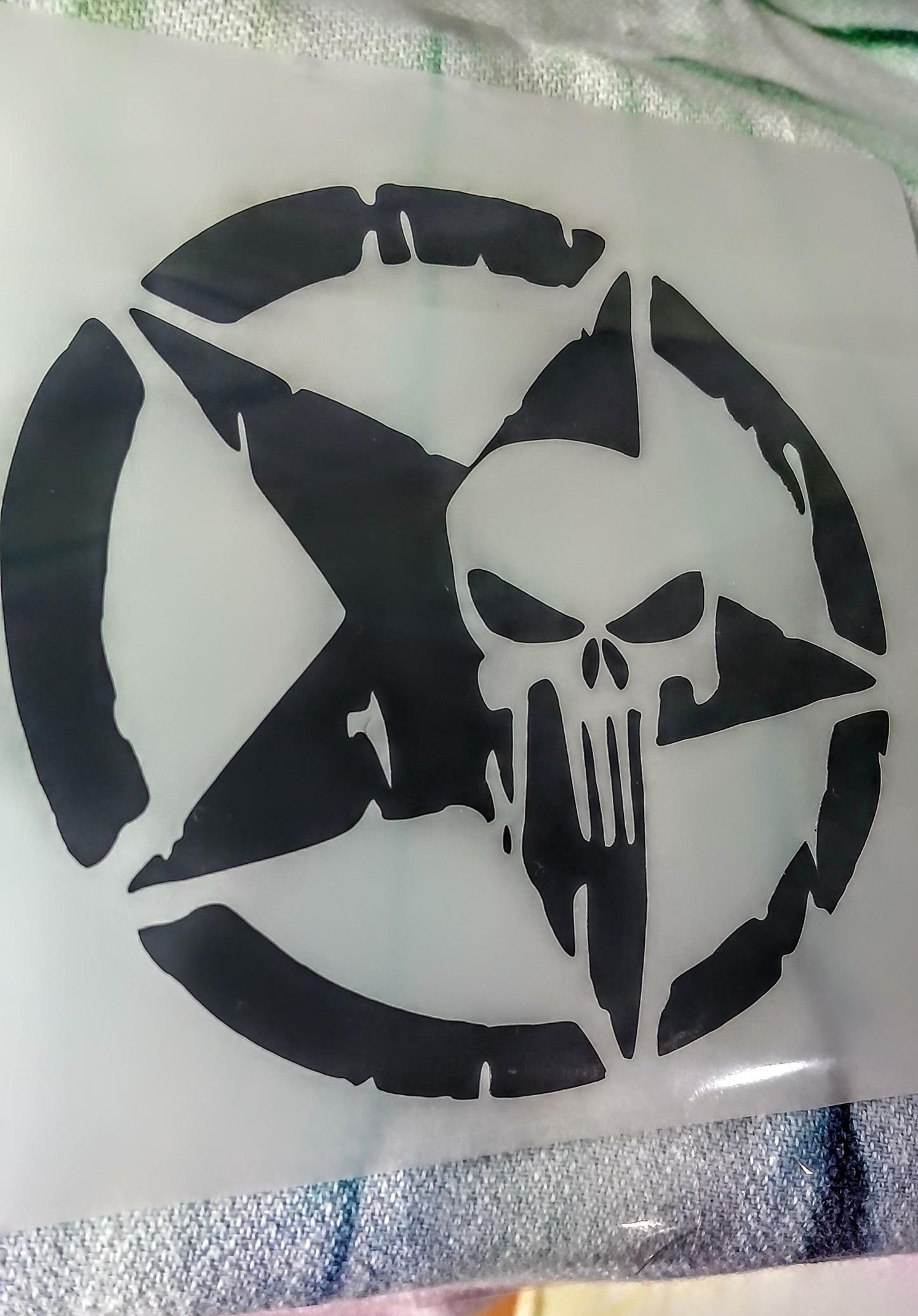 Five Point Star Punisher Permanent Vinyl Decal/ Sticker. Military, Comic, Guns, Skull