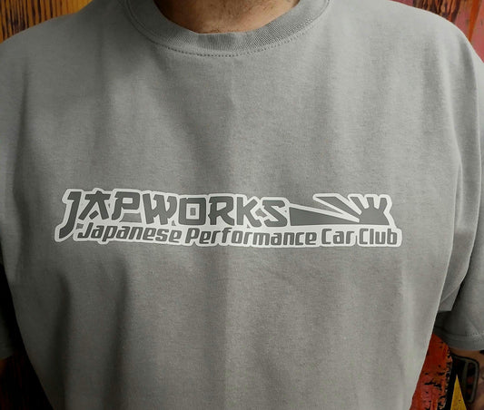 JAPWORKS Japanese Performance Car Club | 100% Cotton Gildan Unisex T-shirt | JDM | KDM |  Static | Drift | Import Car Show